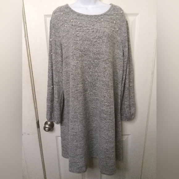 Tacera gray 🩶 pearl patterned midi dress - Picture 1 of 4